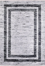 Siyah Beyaz Soyut Çizgili Minimalist Bordürlü Modern Halı