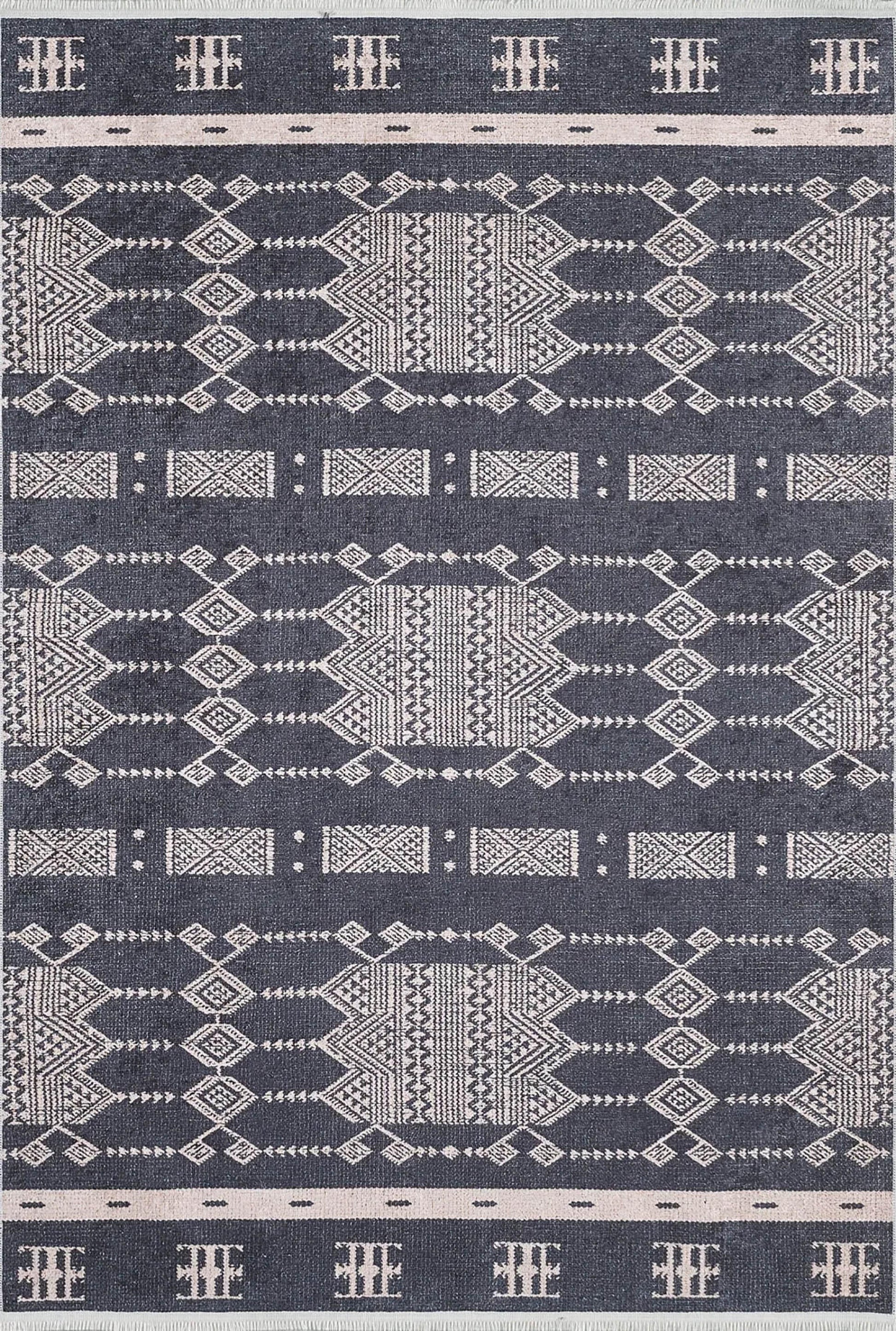 Siyah Geometrik Kilim Halı