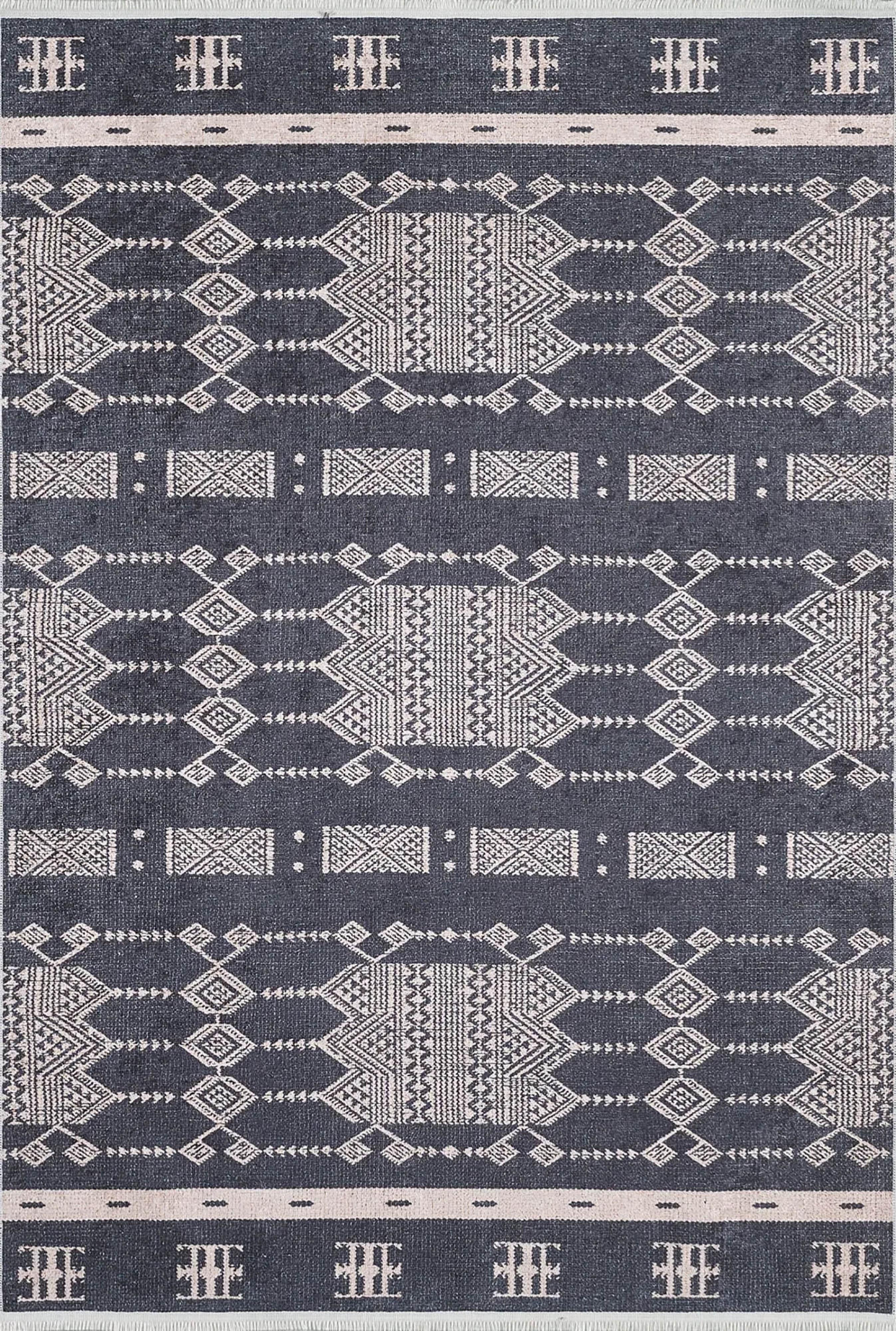 Siyah Geometrik Kilim Halı