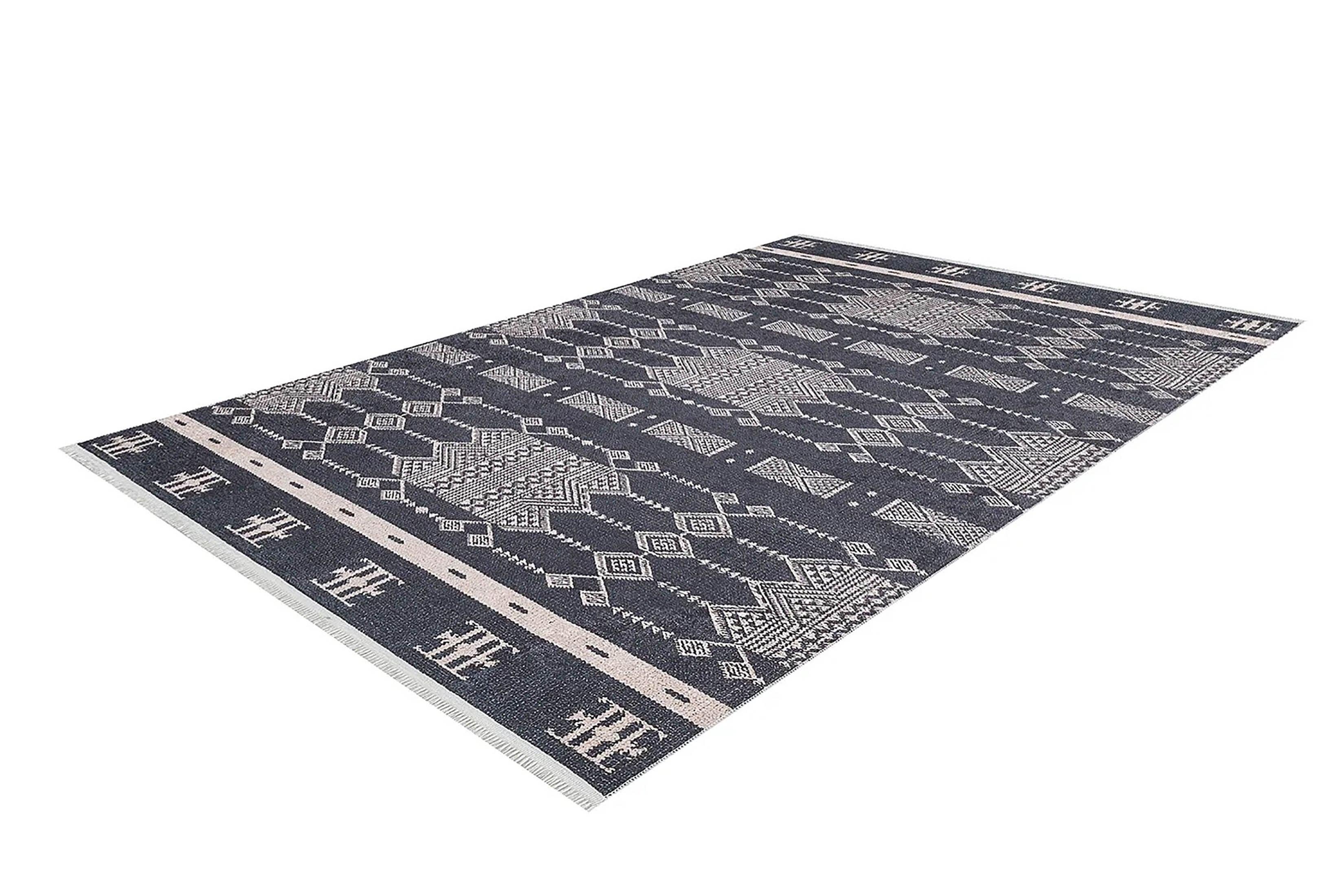 Siyah Geometrik Kilim Halı