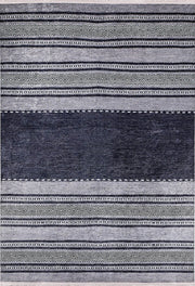 Siyah Gri Etnik Desenli Modern Geometrik Degrade Halı