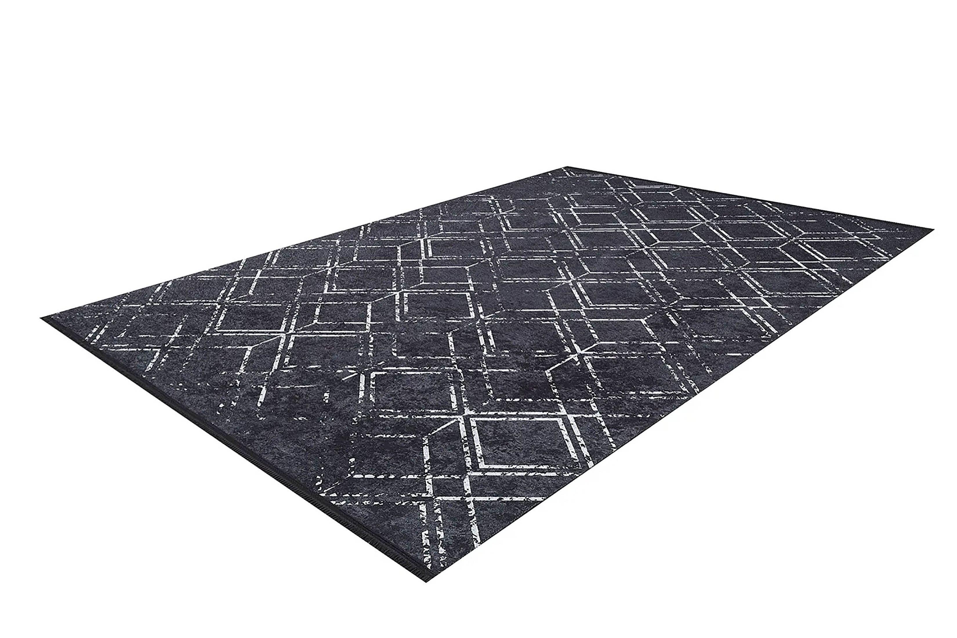 Siyah Gri Geometrik Antika Halı
