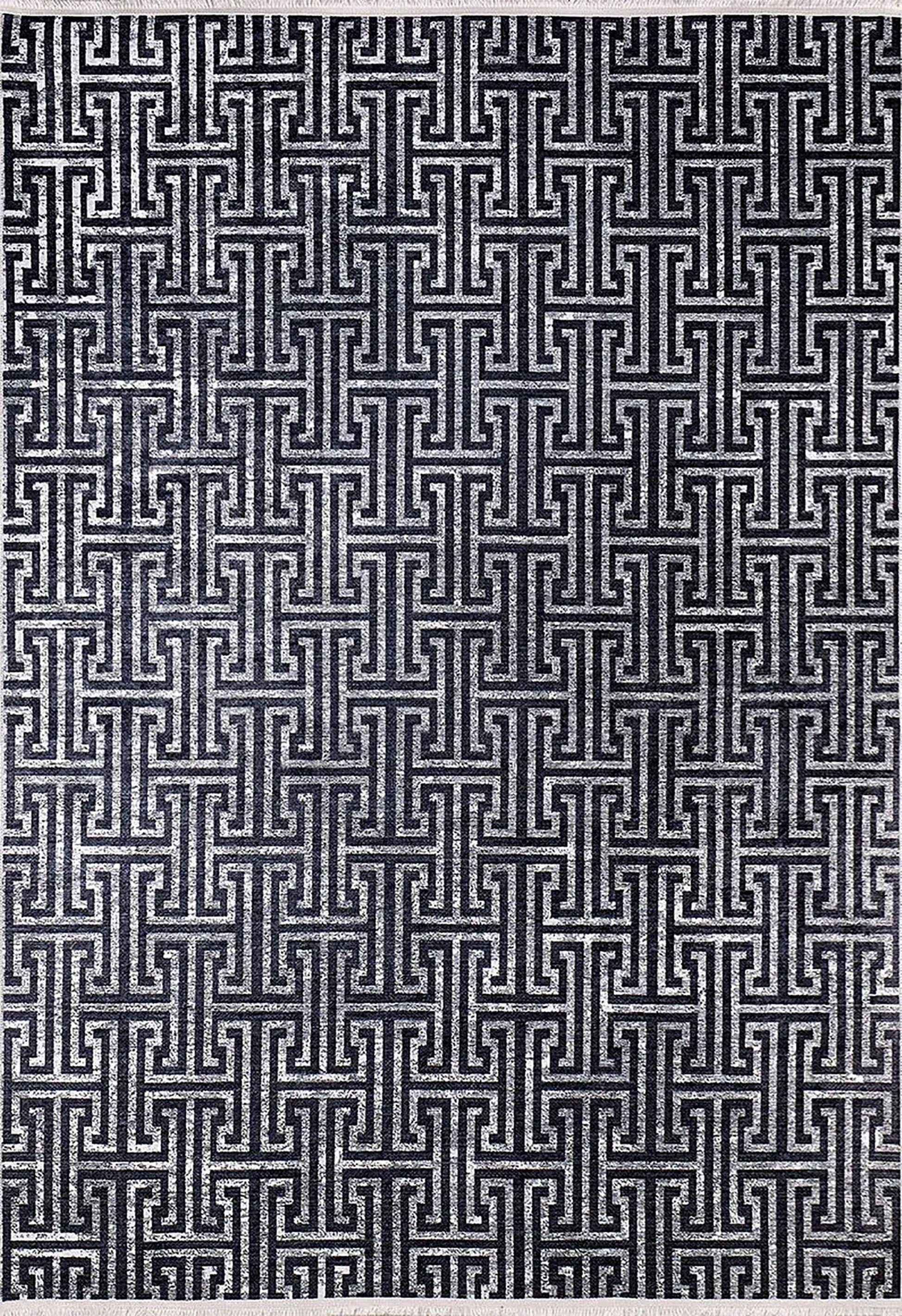 Siyah Gri Geometrik Modern Halı