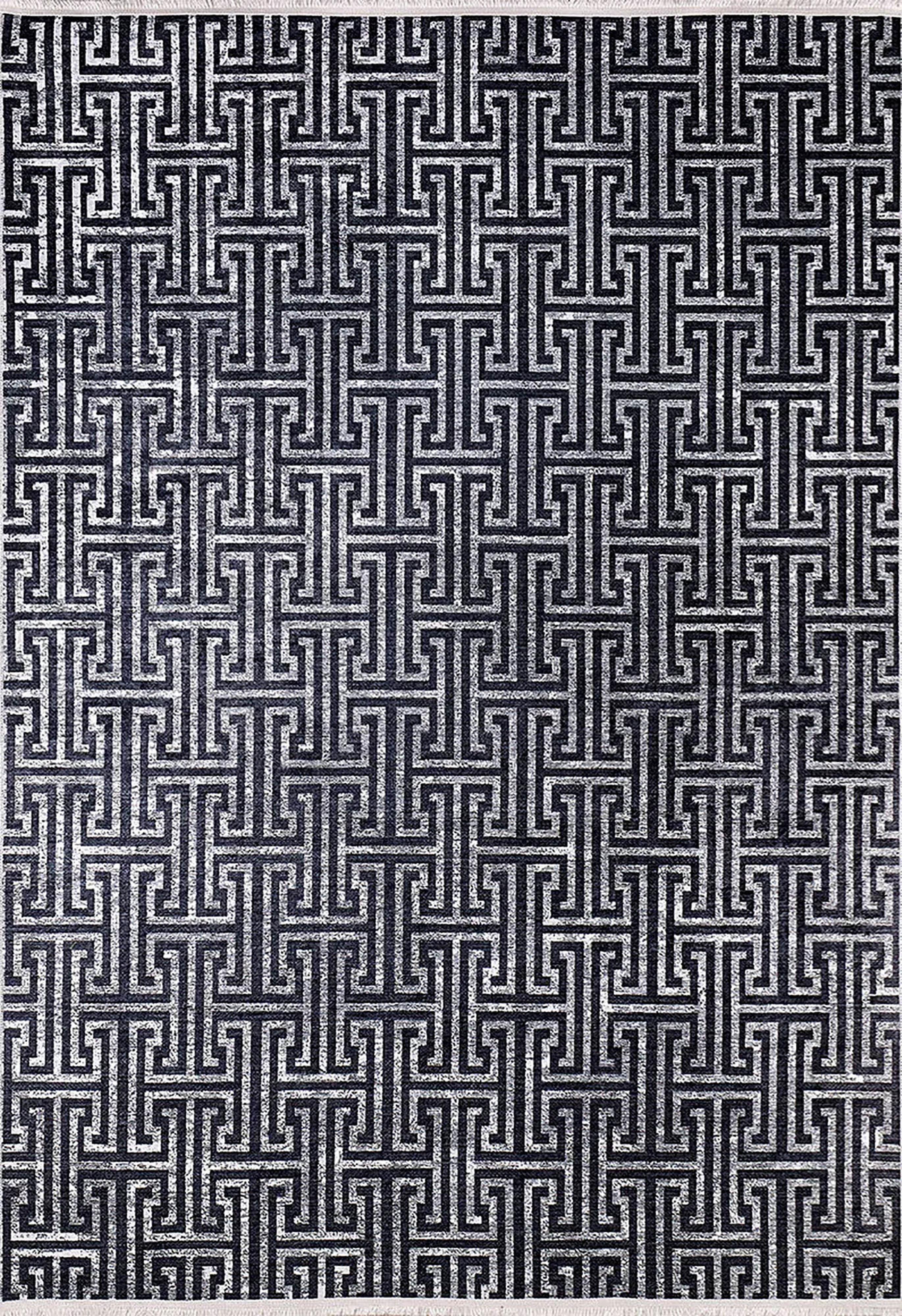 Siyah Gri Geometrik Modern Halı