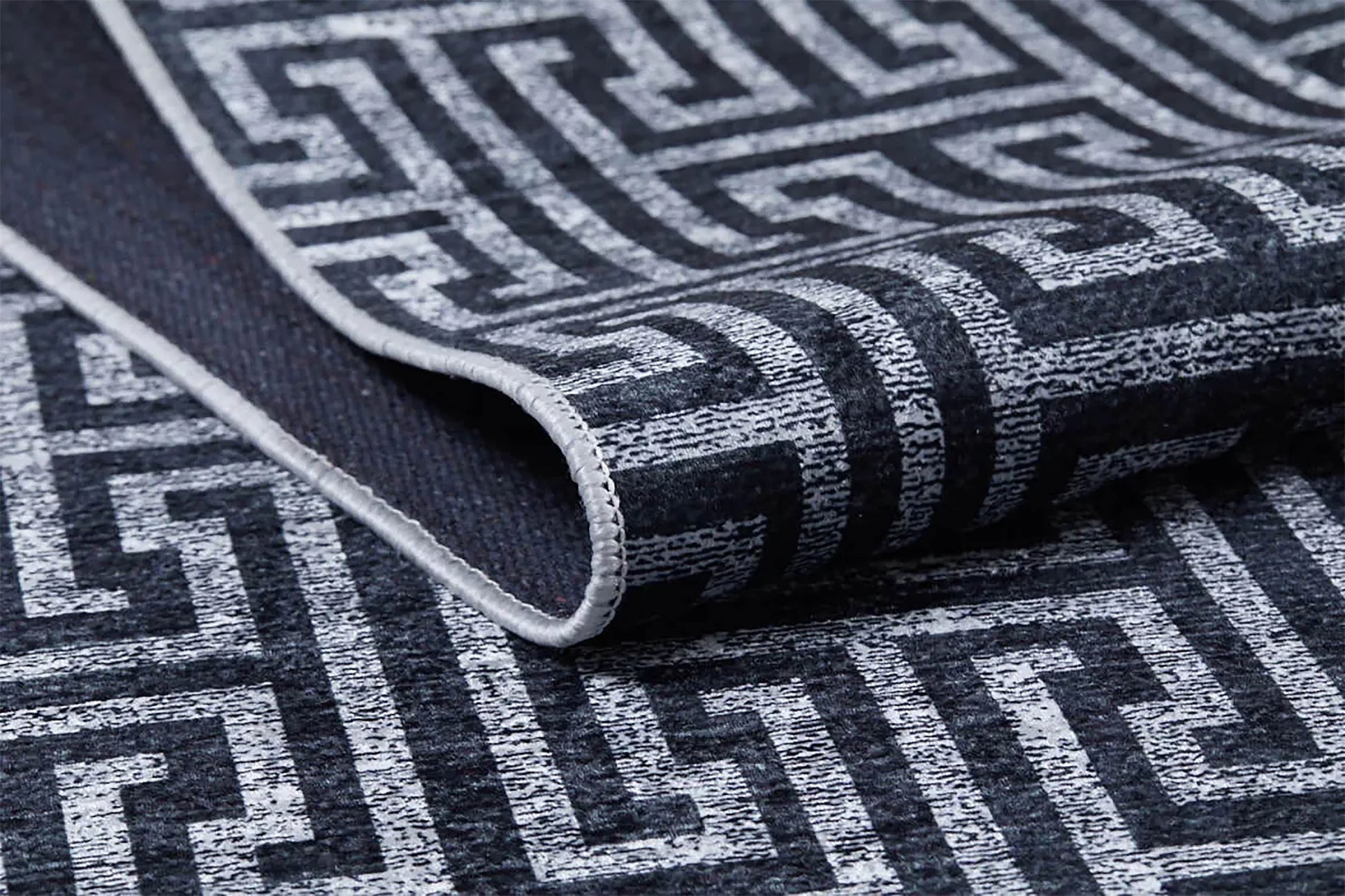 Siyah Gri Geometrik Modern Halı