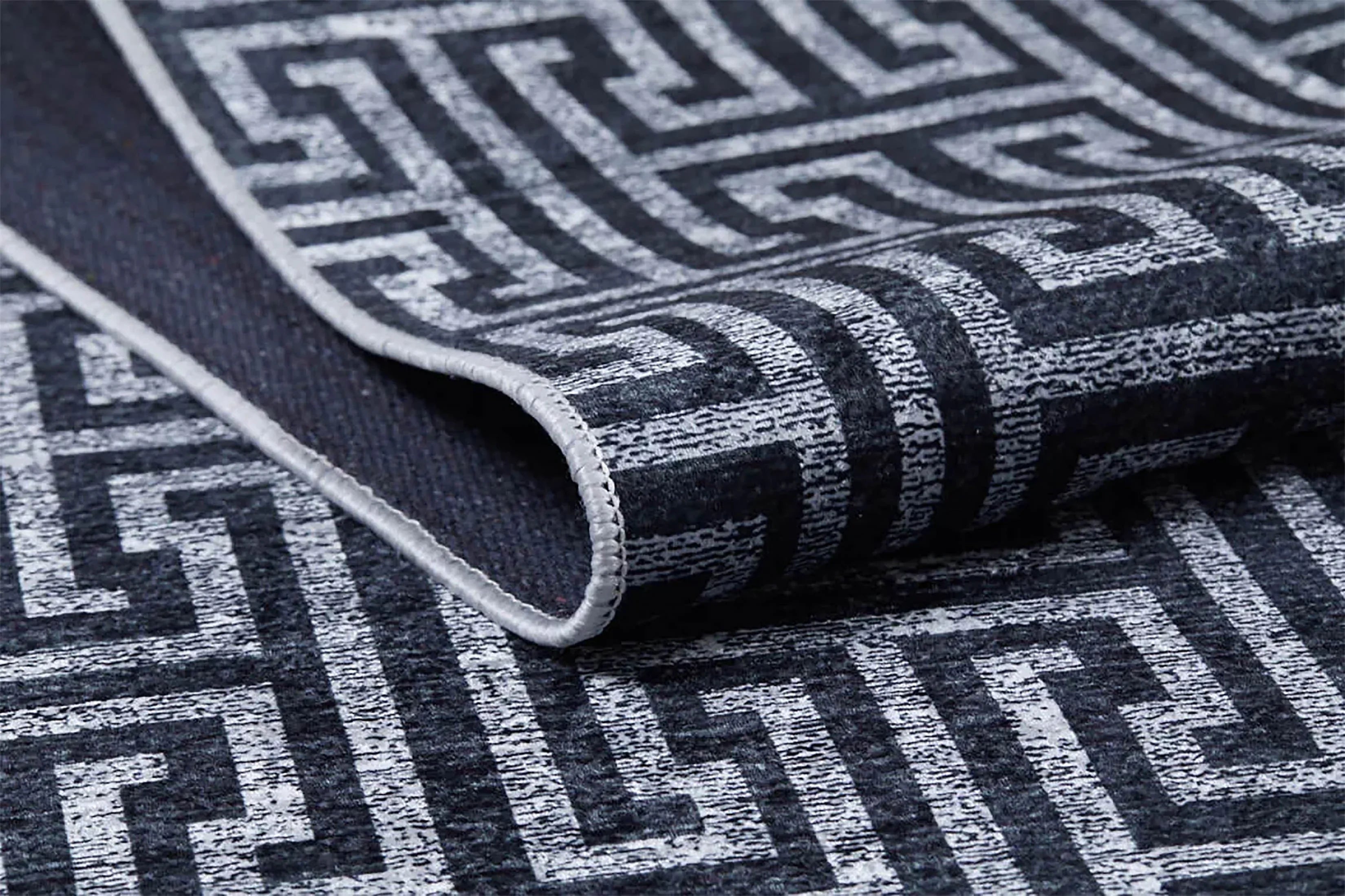 Siyah Gri Geometrik Modern Halı