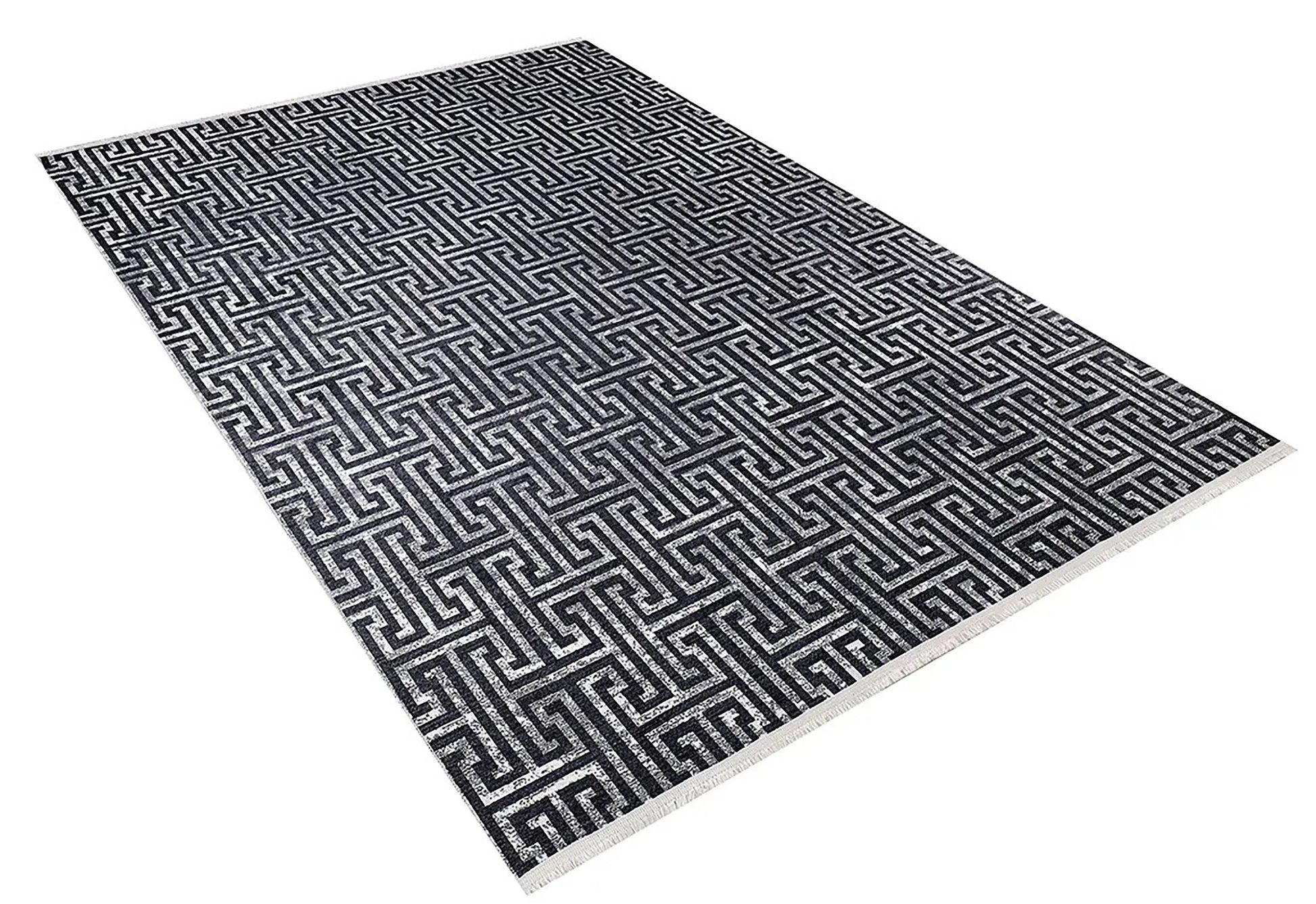 Siyah Gri Geometrik Modern Halı