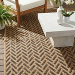 Plain Beige and Coffee Tones Wicker Textured Carpet