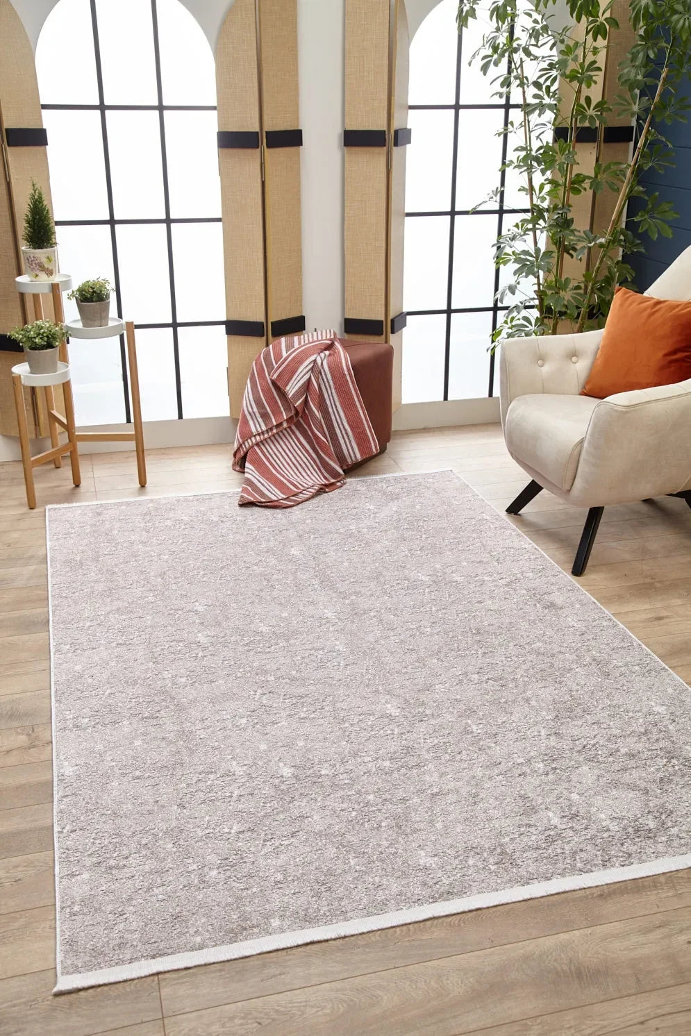 Soft Düz Pudra Bej Sade Modern Halı