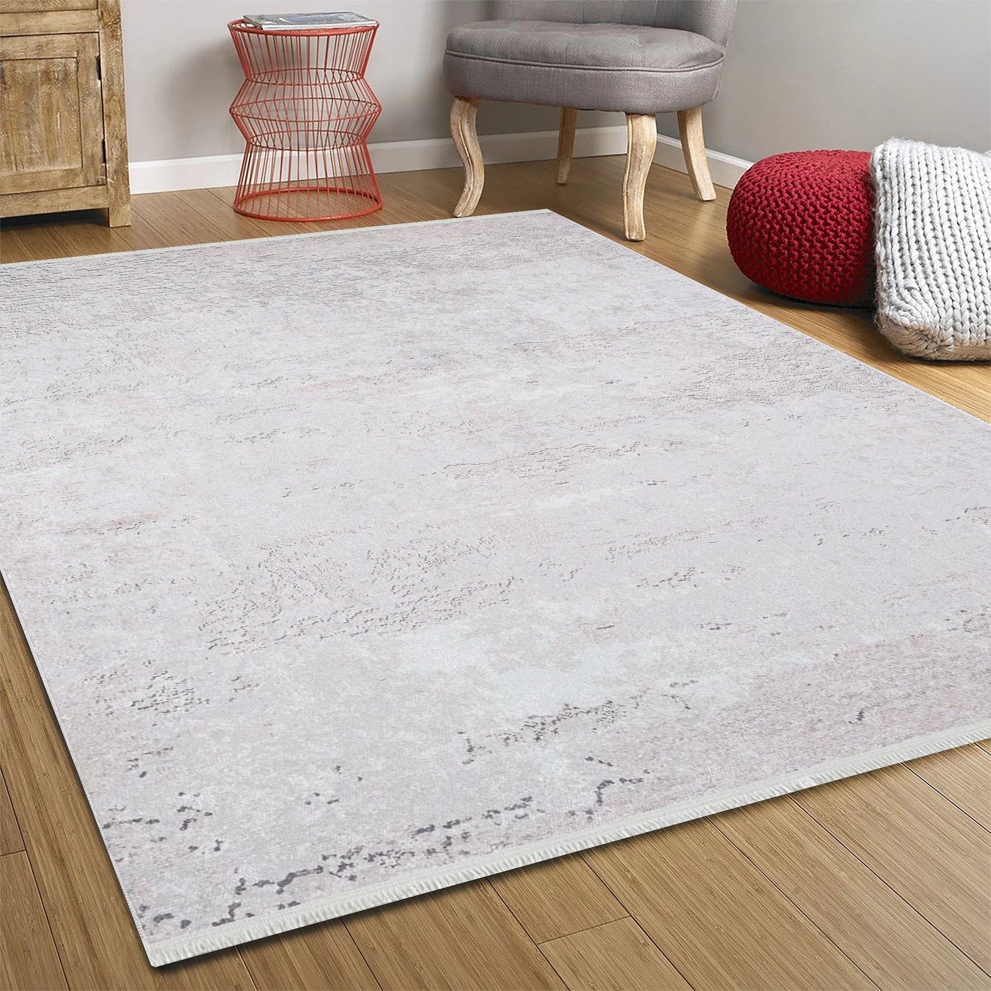 Soft Pudra Bej Eskitme Desenli Halı