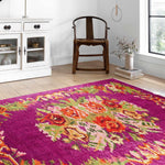 Soho Karabagh Decorative Bohemian Floral Pink Kilim Rug - SH321P