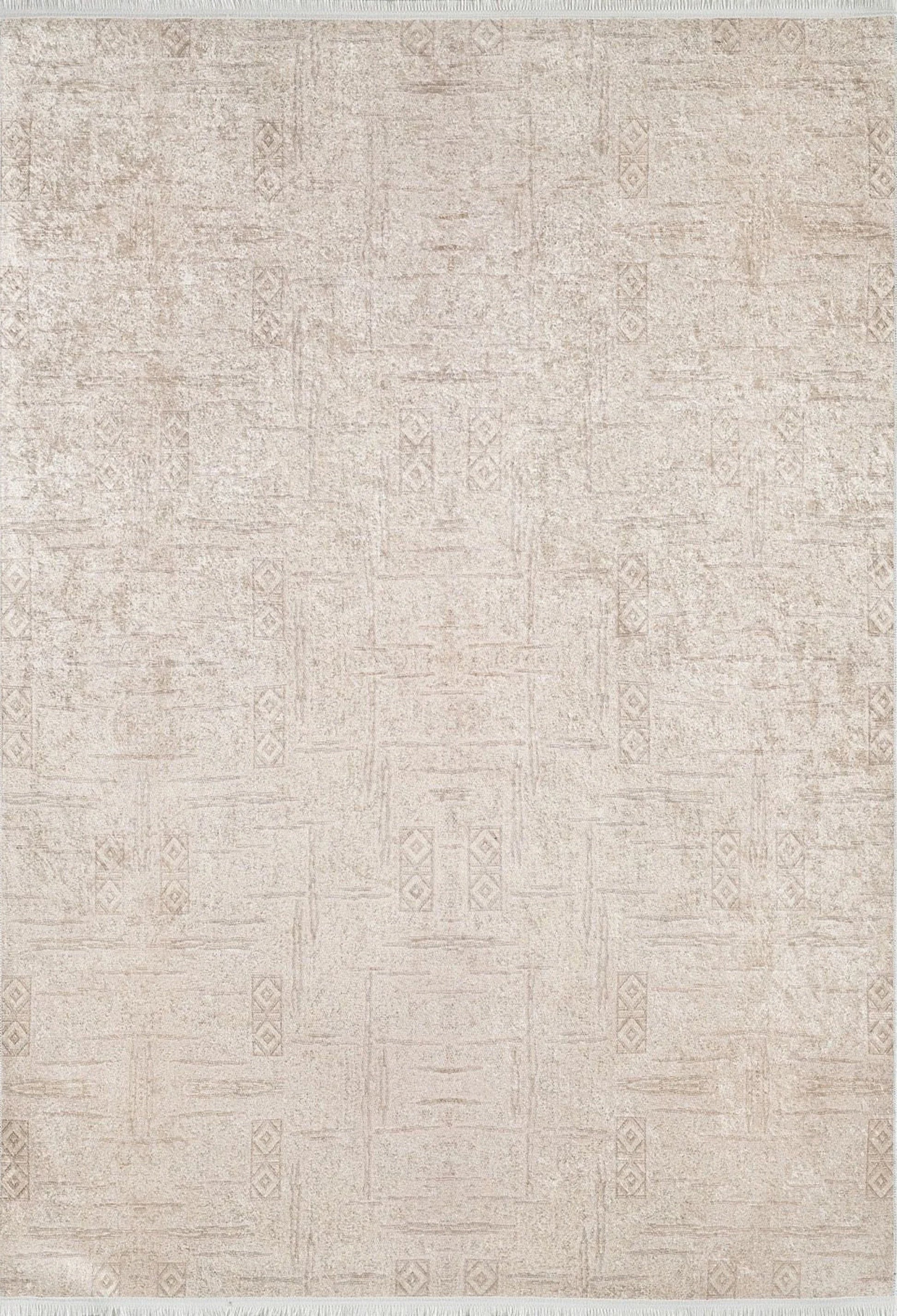 Soluk Bej Geometrik Desenli Halı