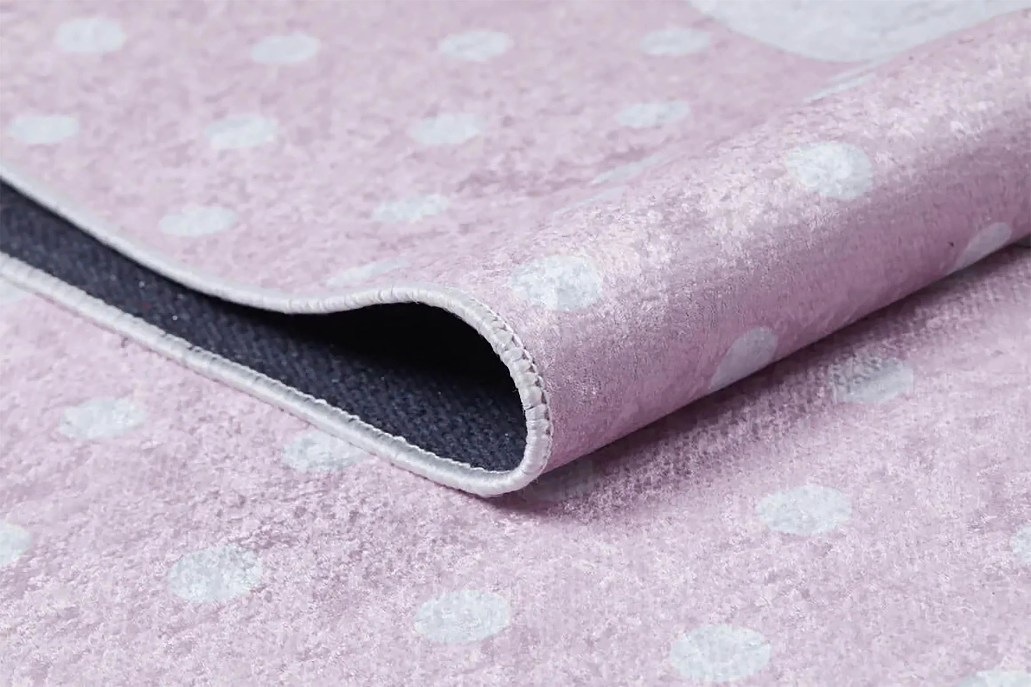 Taçlı Tavşan Desenli Pembe Yıkanabilir Çocuk Halısı