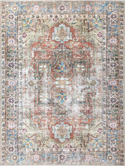 Terracotta ve Toprak Tonlu Medalyonlu Vintage Halı