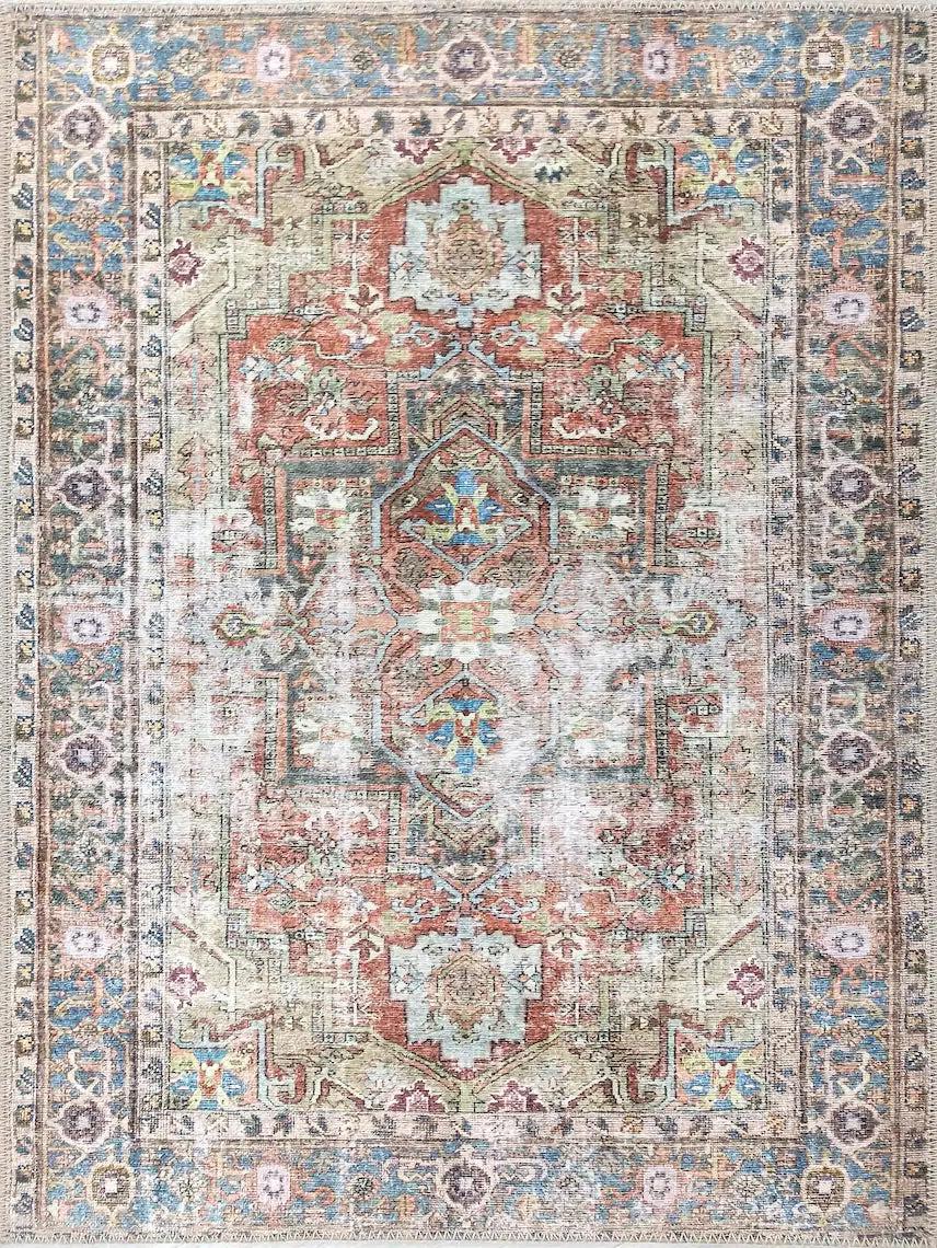 Terracotta ve Toprak Tonlu Medalyonlu Vintage Halı
