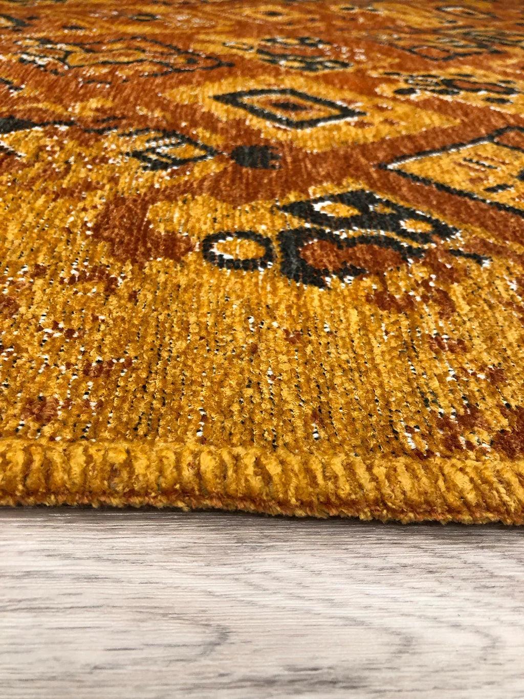 Turuncu Çift Taraflı Modern Vintage Yıkanabilir Antibakteriyel Halı
