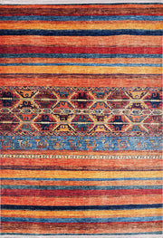 Turuncu Çizgili Desenli Kilim Halı