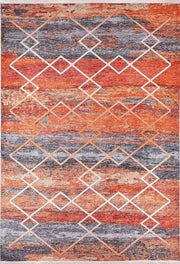Turuncu Gri Geometrik Modern Desen Halı