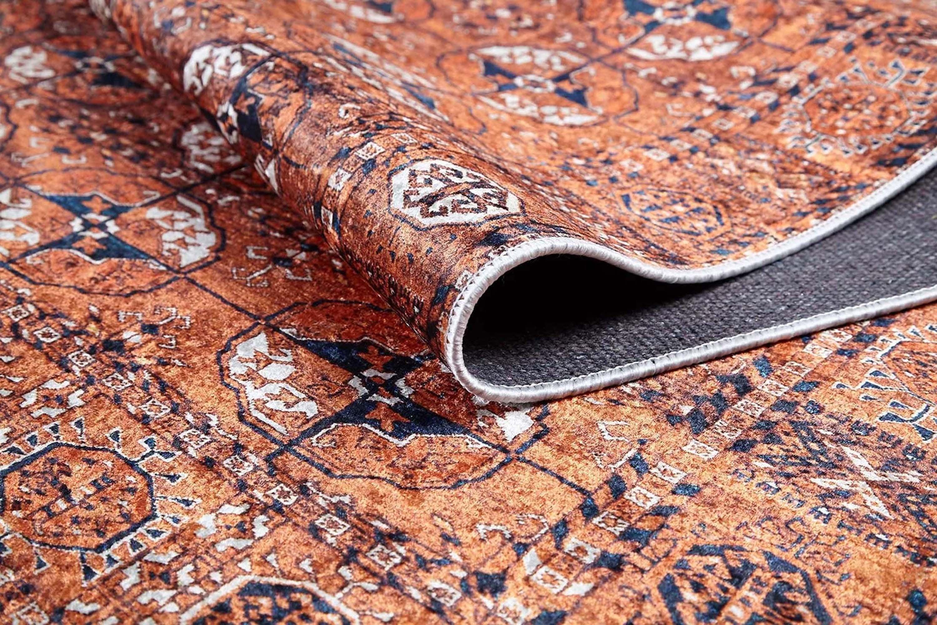 Turuncu Geometrik Desenli Kilim Halı