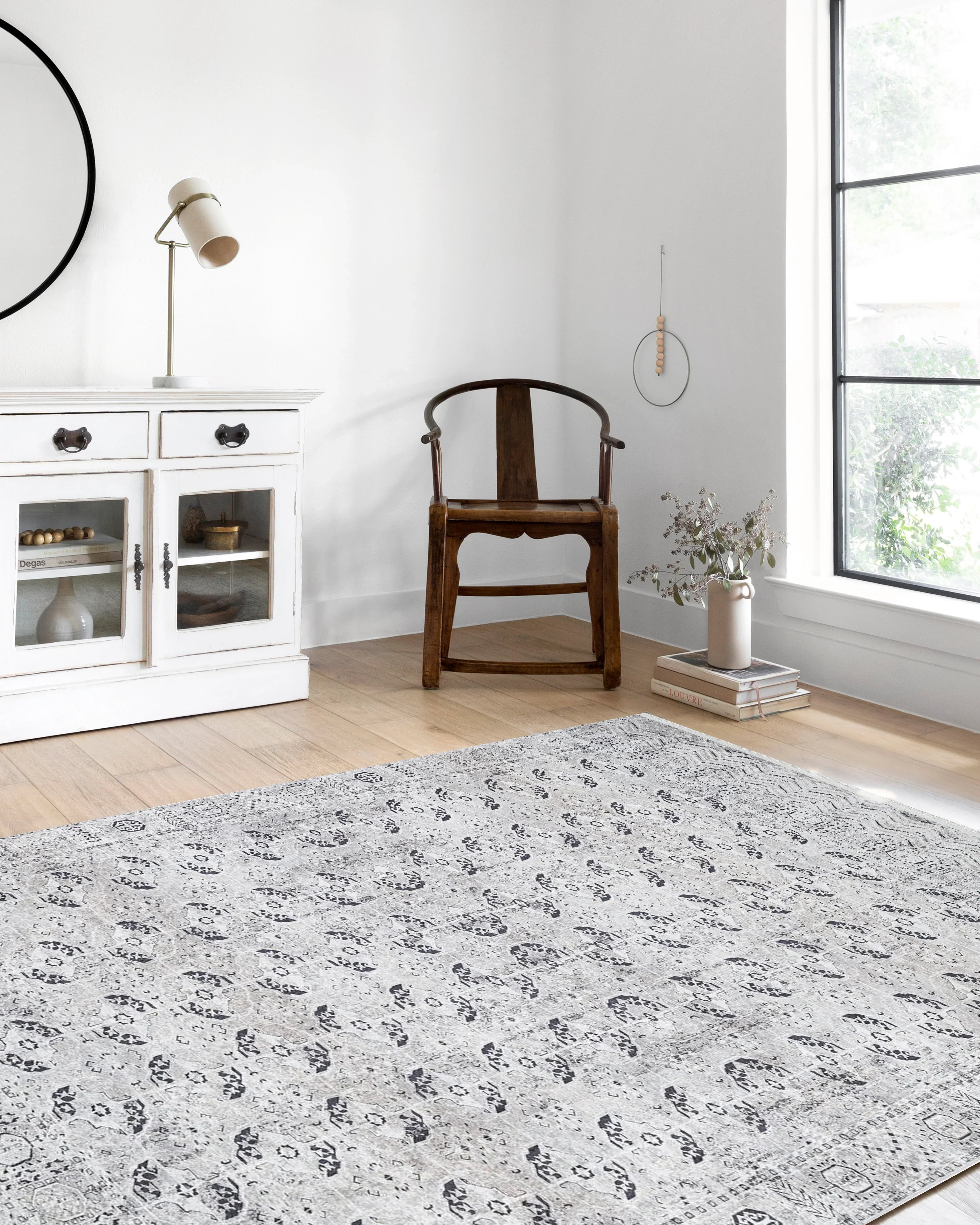Gümüş Geometrik Desenli Kilim Halı