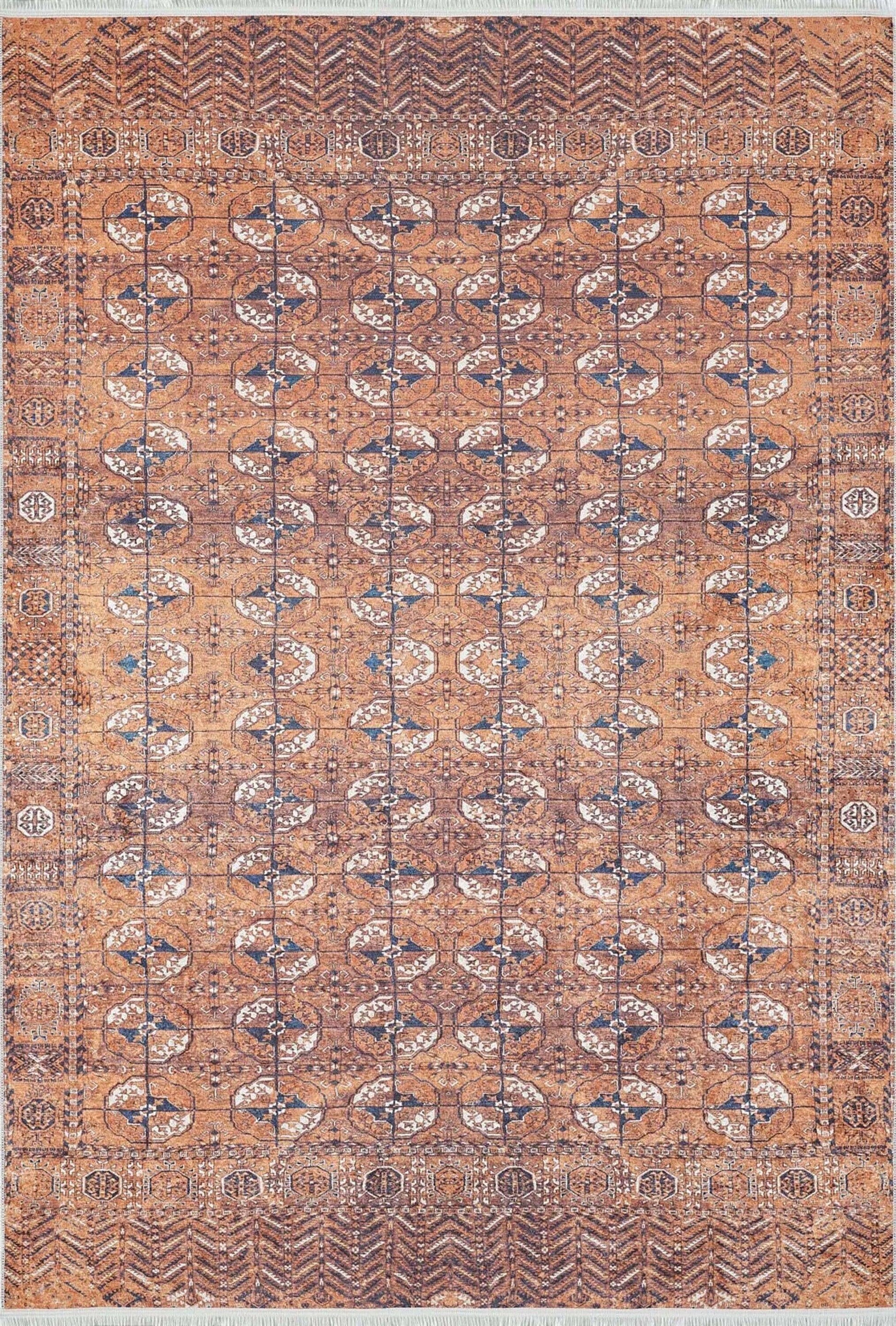 Turuncu Geometrik Desenli Kilim Halı