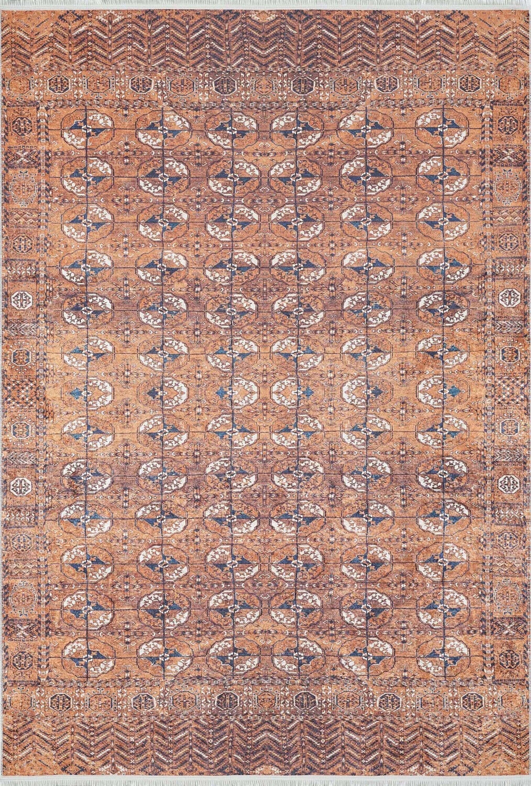 Turuncu Geometrik Desenli Kilim Halı