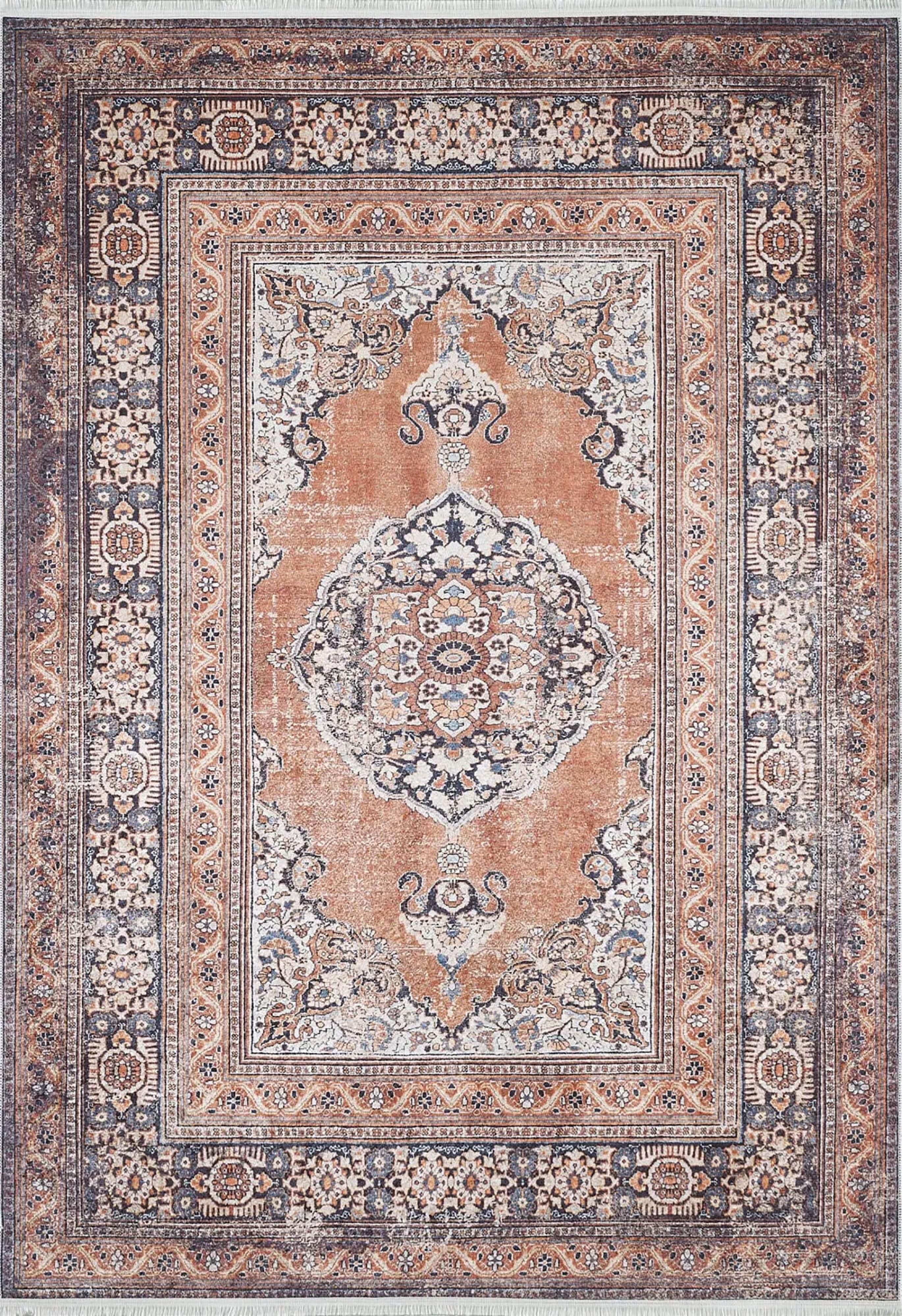 Turuncu Madalyon Geometrik Halı