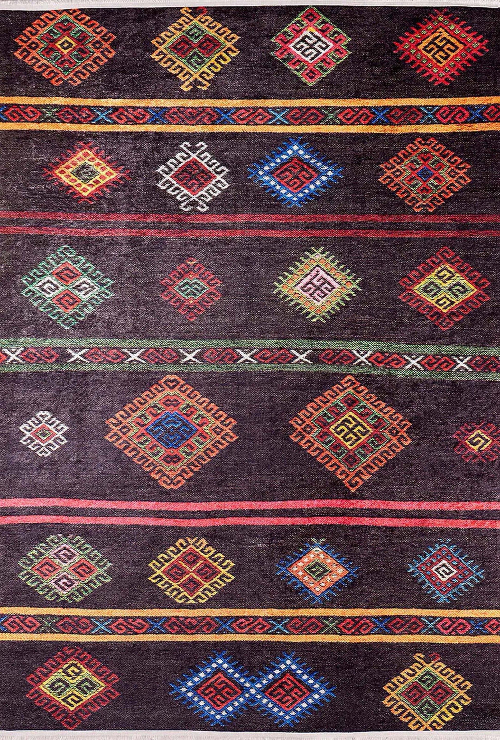 Uşak Koyu Kahverengi Kilim Halısı