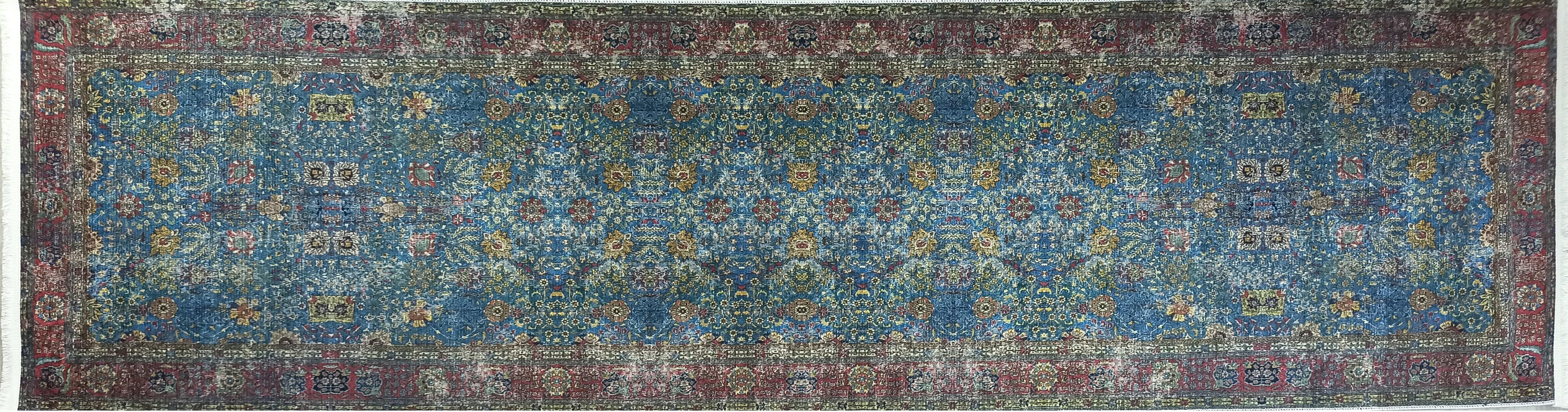 Uşak Mavi Kırmızı Vintage Kilim Halı