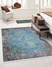 Uşak Mavi Kırmızı Vintage Kilim Halı