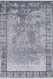 Vintage Efektli Gri Bordürlü Halı