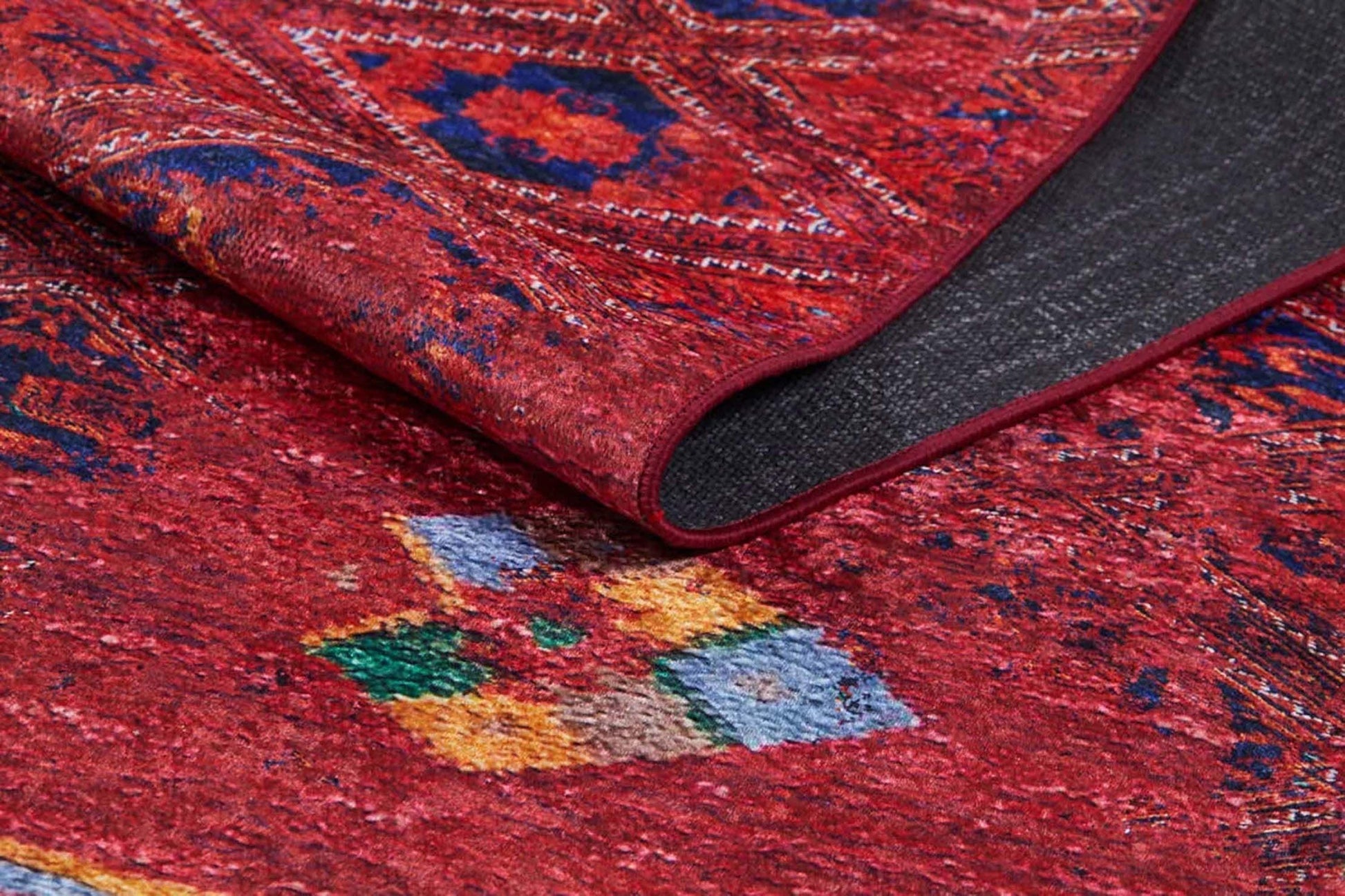 Vintage Kırmızı Geometrik Desenli Kilim Halı
