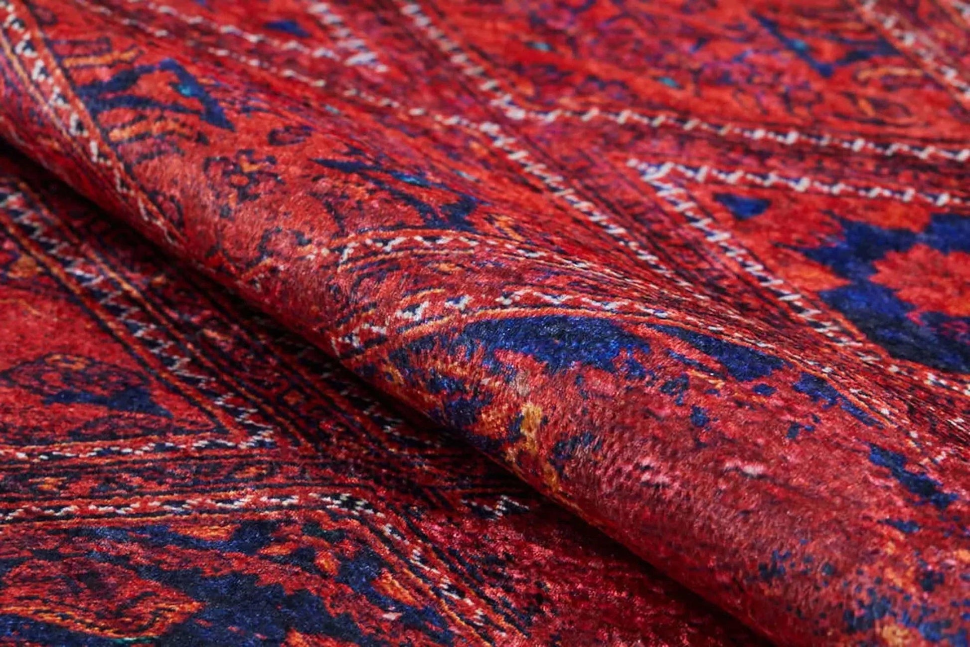 Vintage Kırmızı Geometrik Desenli Kilim Halı
