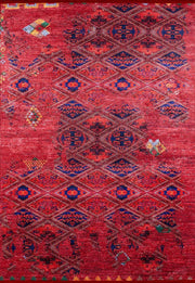Vintage Kırmızı Geometrik Desenli Kilim Halı