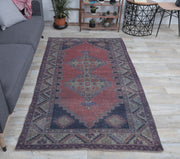 El yapımı vintage halı 122x224 cm yün - detay görünümü