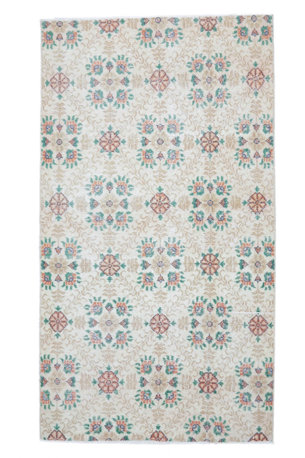Alman - Neutral Floral Vintage Anatolian Rug