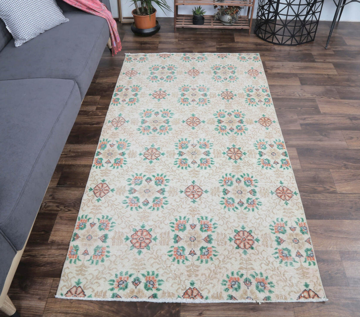Alman - Neutral Floral Vintage Anatolian Rug