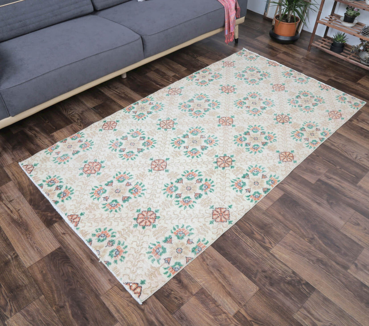 Alman - Neutral Floral Vintage Anatolian Rug