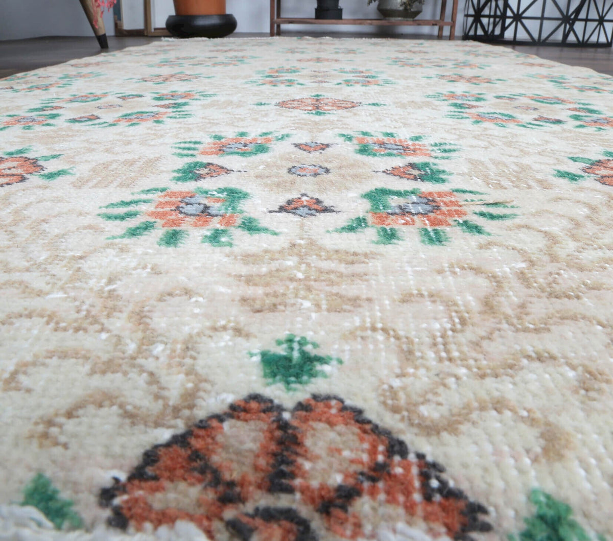 Alman - Neutral Floral Vintage Anatolian Rug