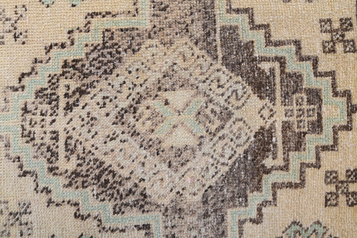 El yapımı vintage yolluk 81x338 cm oryantal desenli yün - üstten görünüm