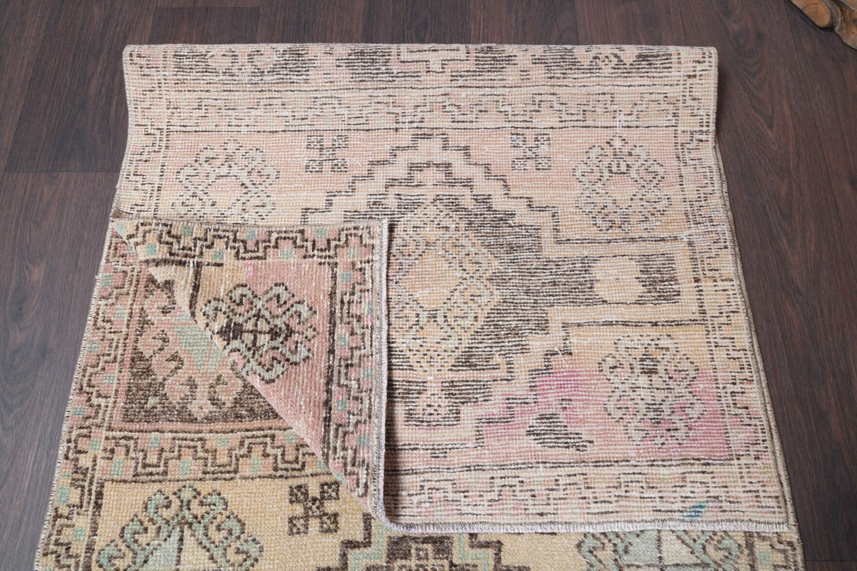 El yapımı vintage yolluk 81x338 cm oryantal desenli yün - açık alan görünümü