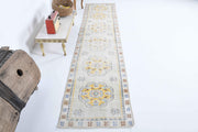 El yapımı vintage yolluk 71x338 cm oryantal desenli yün - detay görünümü