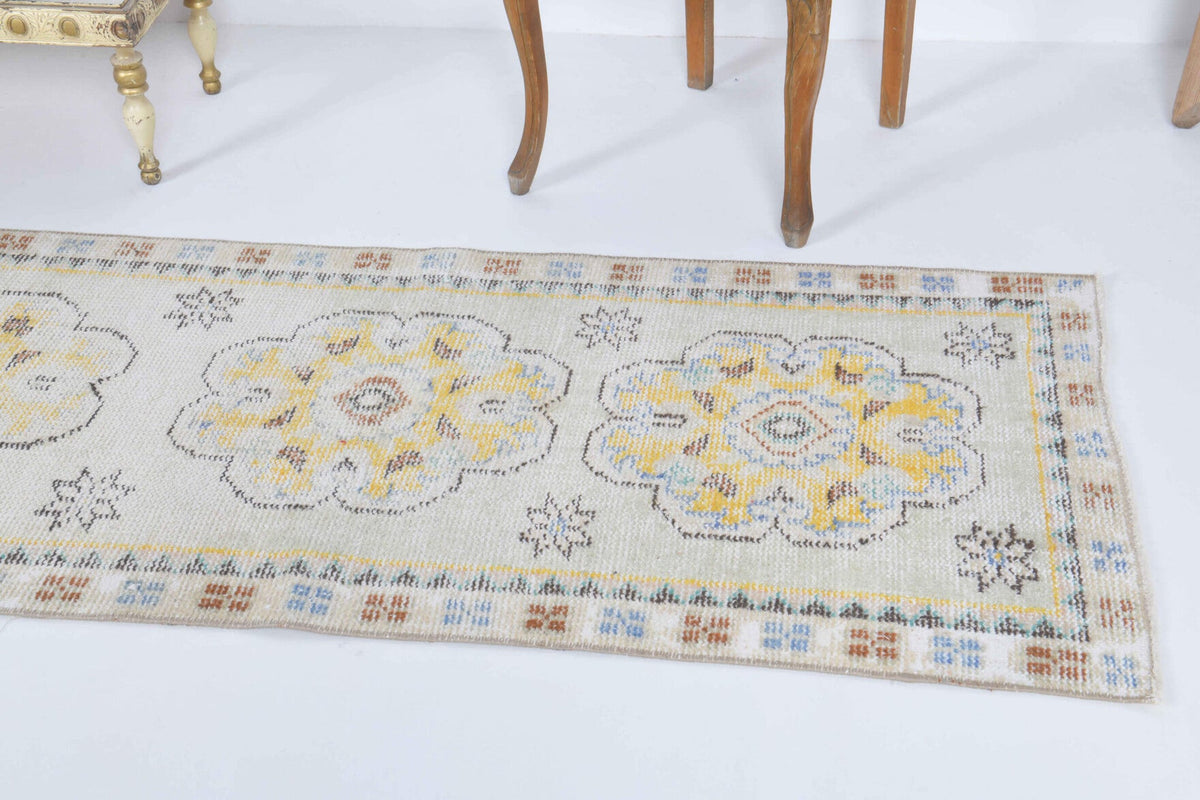 El yapımı vintage yolluk 71x338 cm oryantal desenli yün - desen detayı