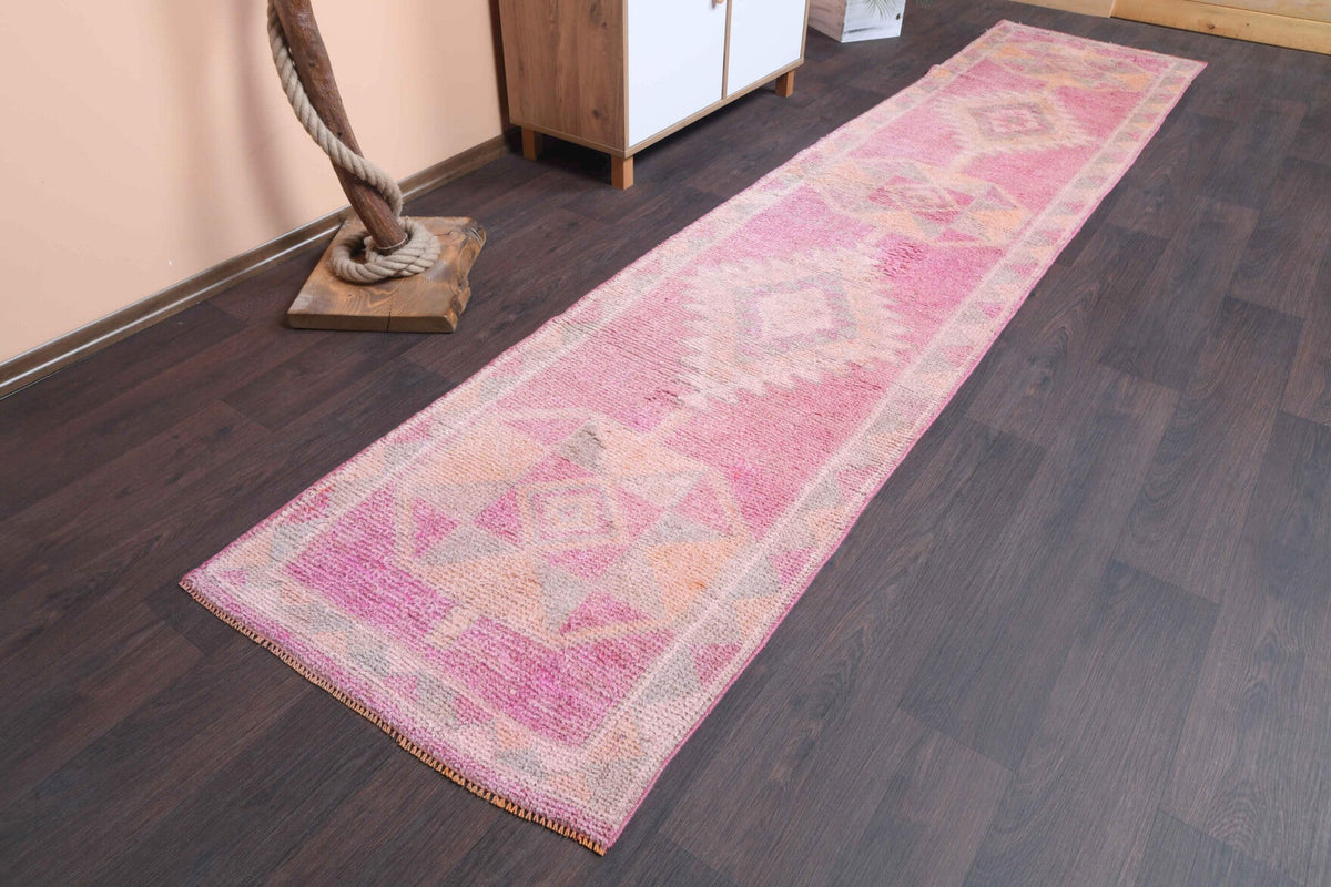 El yapımı vintage yolluk 61x366 cm oryantal desenli yün - detay görünümü