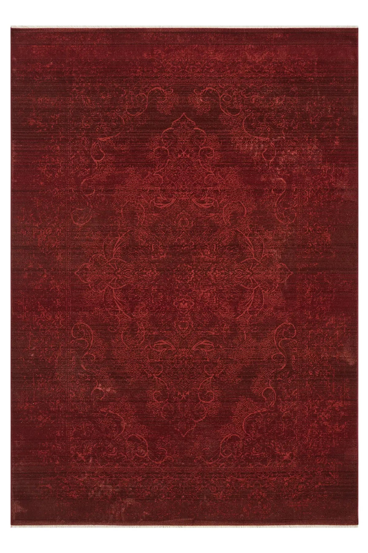 Bordo Klasik Eskitme Vintage Desenli Halı - 0261BA