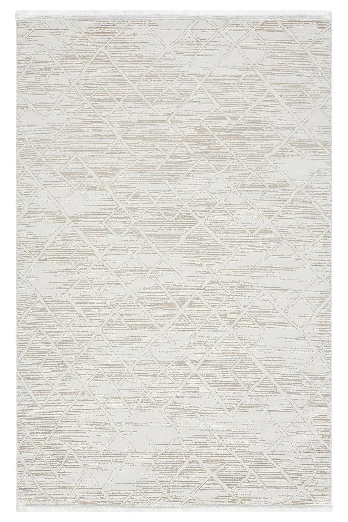 Bej Geometrik Çizgili İskandinav Modern Halı - 522BA