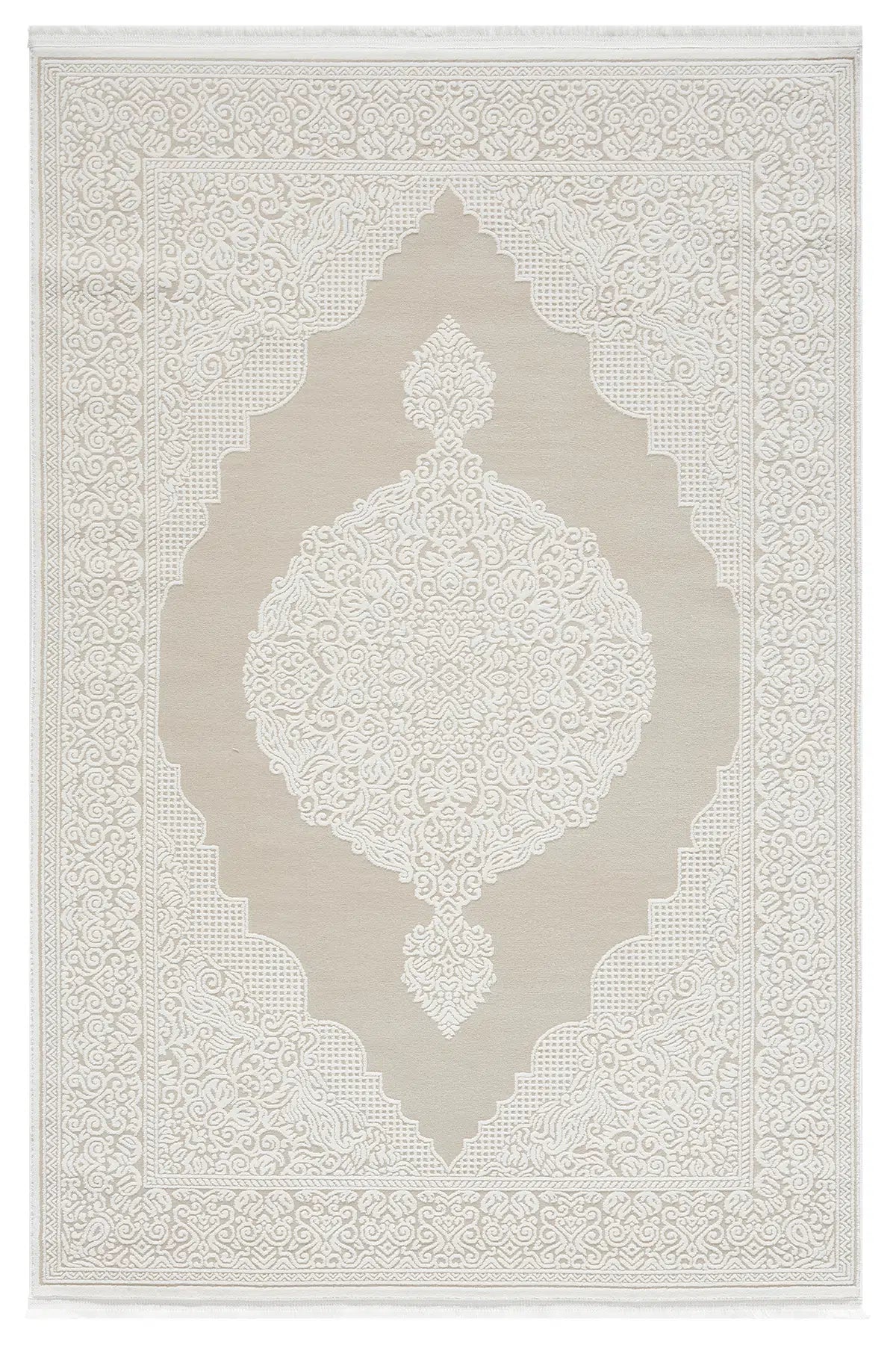 Bej Geometrik Çizgili İskandinav Modern Halı - 524BA