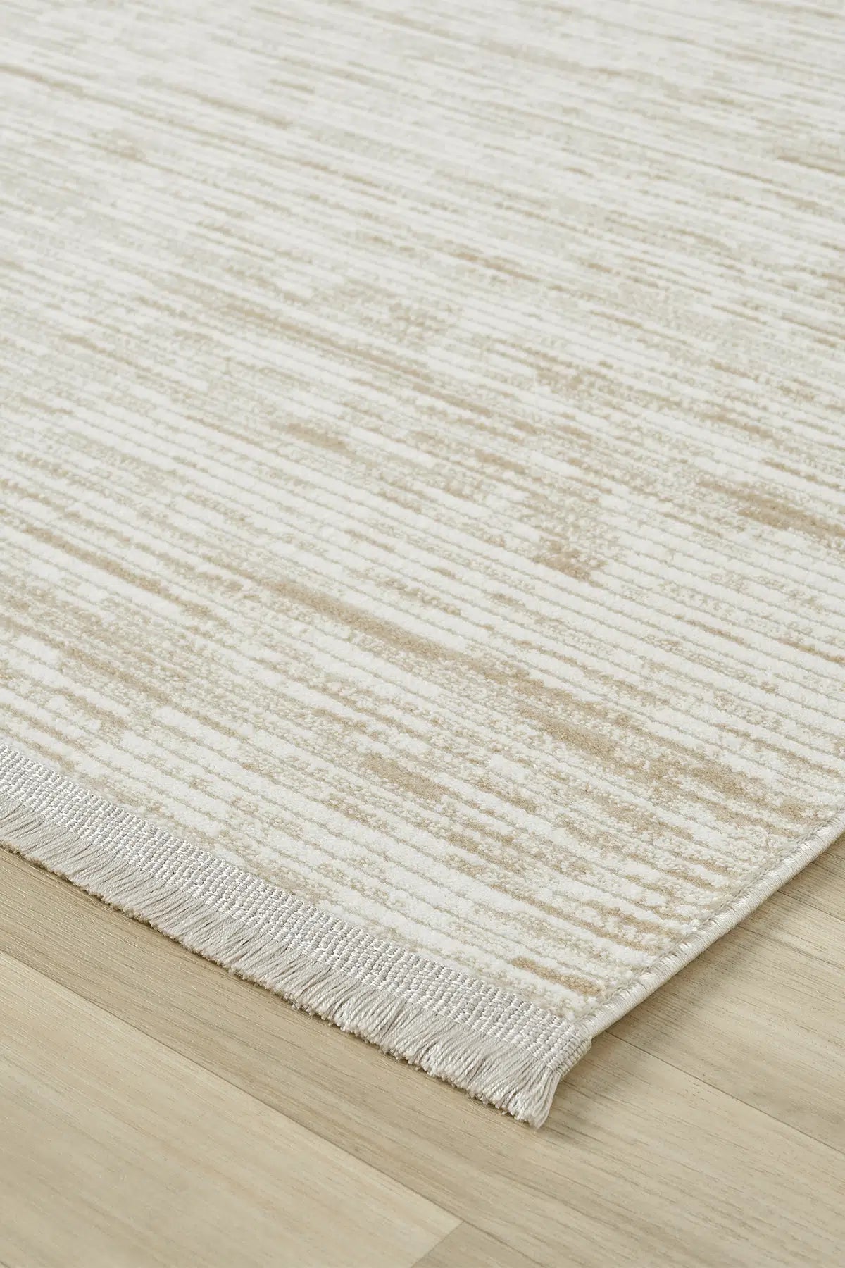 Krem Geometrik Çizgili İskandinav Modern Halı - 523KA