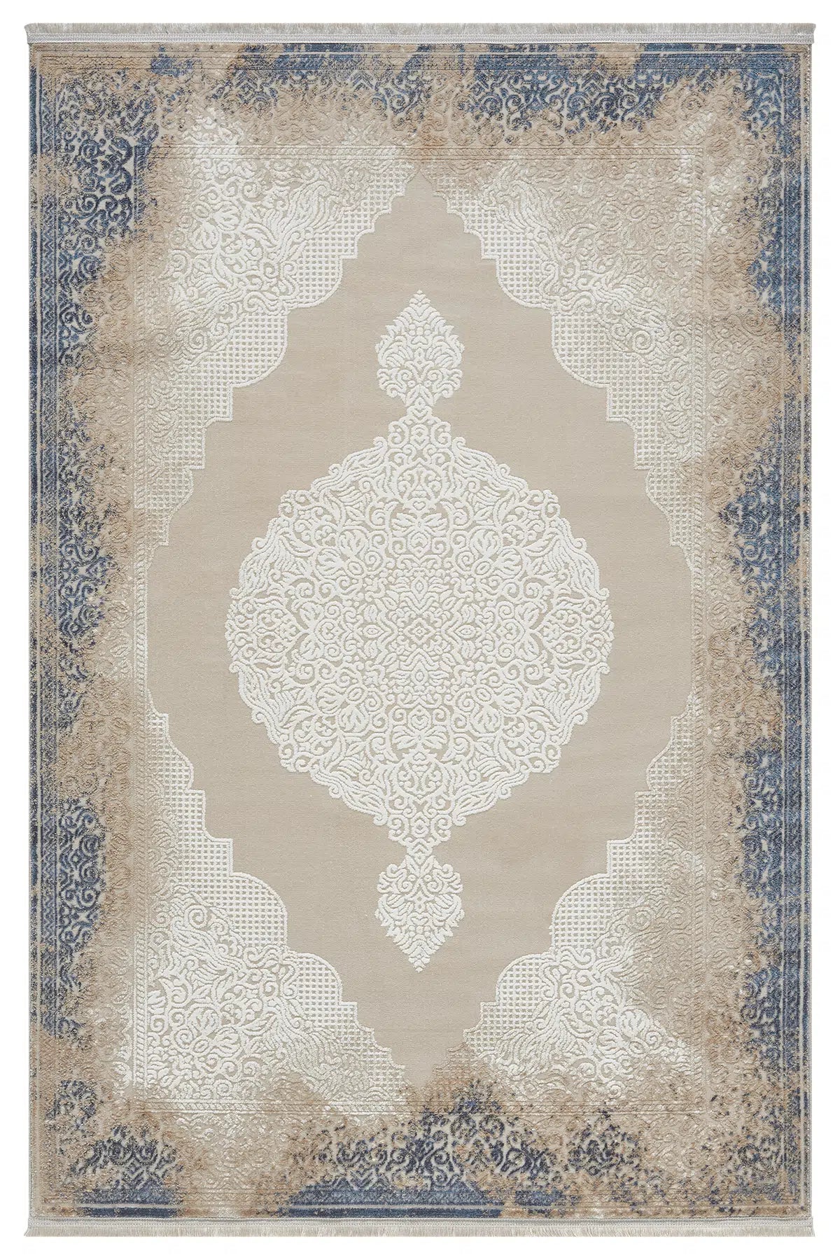 Mavi Geometrik Çizgili İskandinav Modern Halı - 524MA