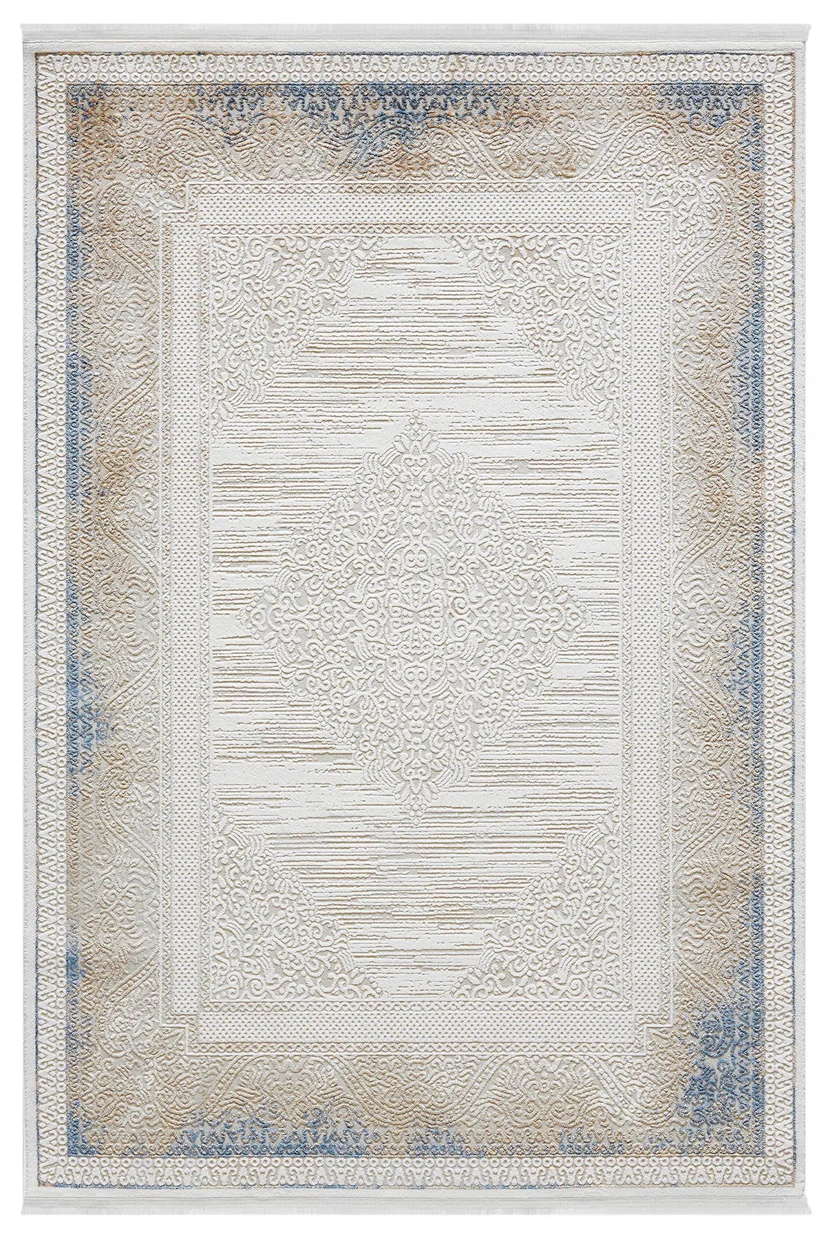 Mavi Geometrik Çizgili İskandinav Modern Halı - 525MA